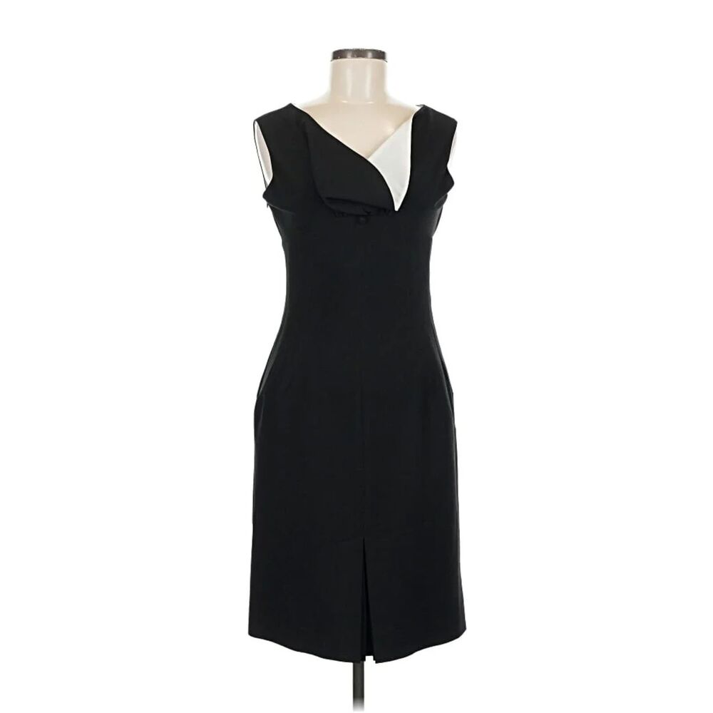 Anya Ponorovskaya Wool Draped Dress Women's 8 Black Sheath Quite Luxury Chic